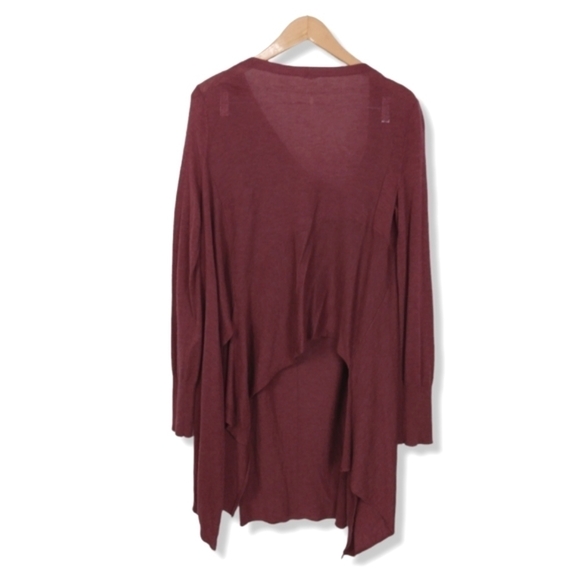 Free People Asymmetrical Drape Cardigan in Wine Size Small - Picture 10 of 12